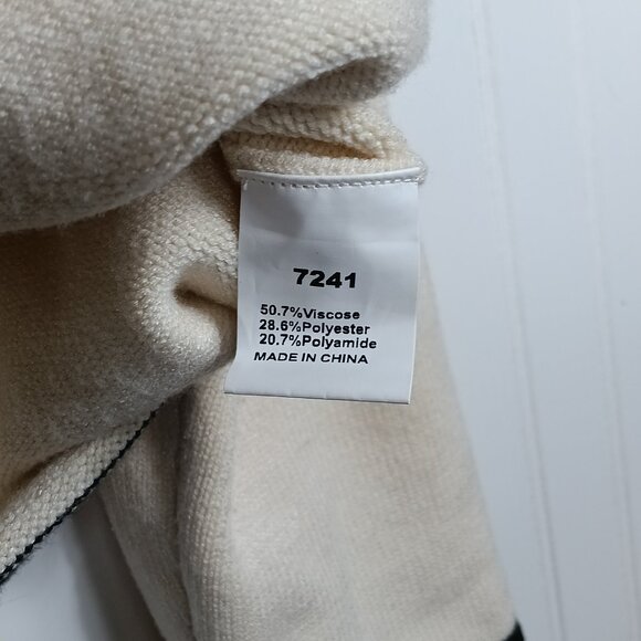 PRETTYGARDEN Knit Cream Cardigan Black Trim Gold Button Sweater L - Picture 6 of 8